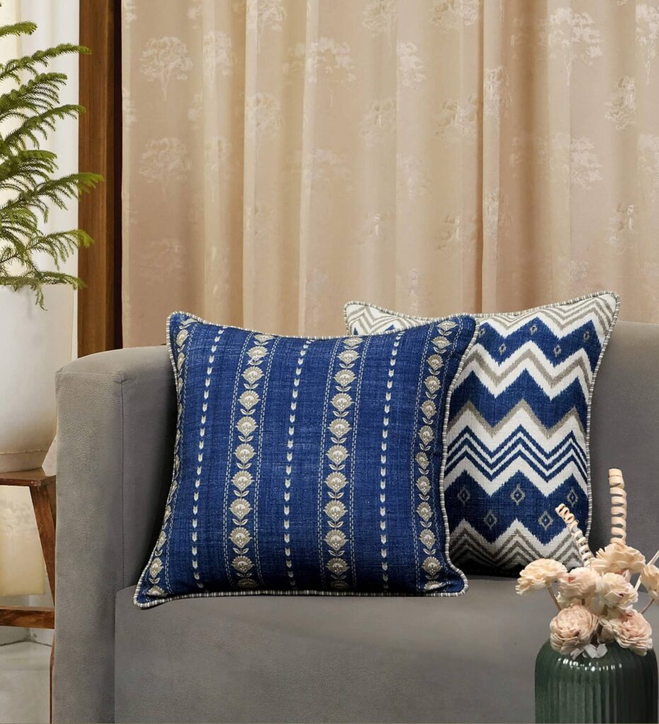 Navy Blue Cushion | Source - PepperFry